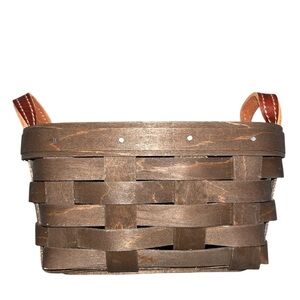 Longaberger 2009 Decorative Handmade Mini Basket With Leather Handles